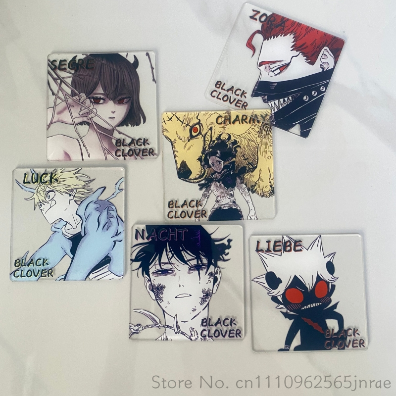 Coffee Y Tea - Siyah Yonca Anime Yaratıcı Akrilik Coaster