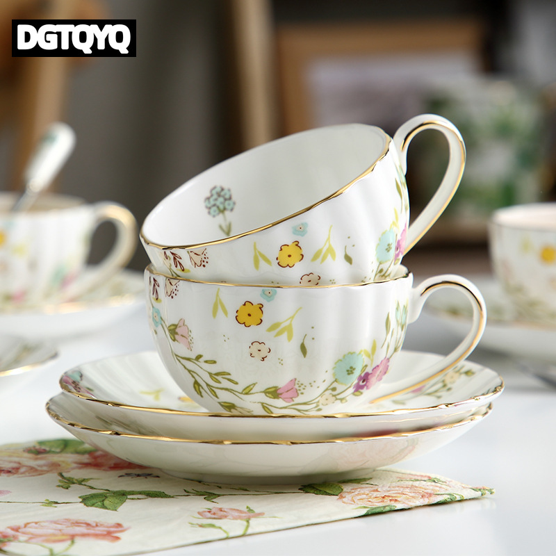 Tea Coffee Pot Set - 2 Parça Vintage Çiçek Desenli Seramik