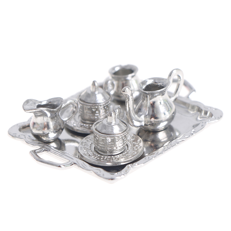 Coffee Tea Games - 10 adet/takım 1/12 Dollhouse Minyatür Gümüş