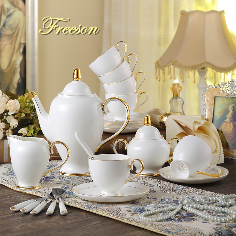 Tea Coffee Pot Set - Grace Kemik Çini Kahve Seti Beyaz