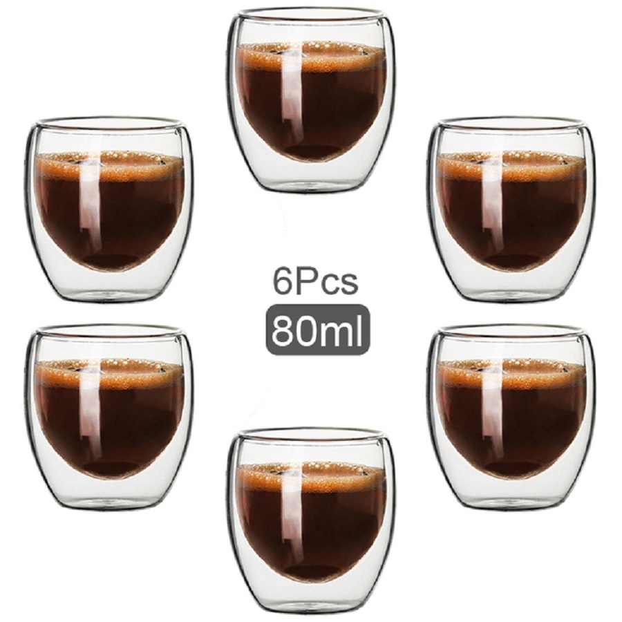 Tea Coffee Pot Set - Çift Duvarlı Cam Kahve Kupaları Cam
