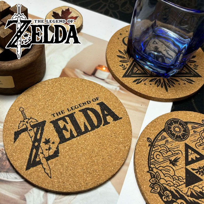 Coffee Y Tea - Zelda Coaster Karikatür Anime Yuvarlak ahşap